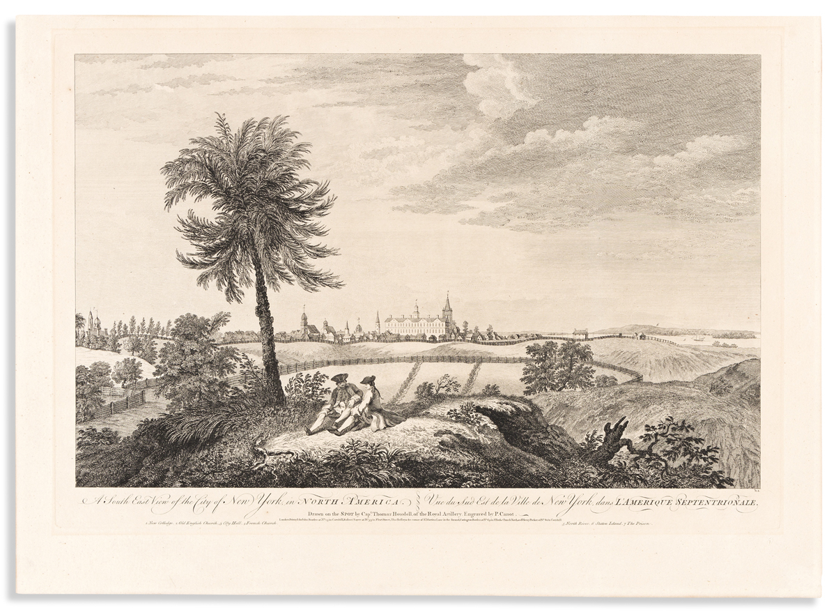 (COLONIAL ERA.) Pierre Canot, engraver; after Thomas Howdell. A South East View of the City of New York.